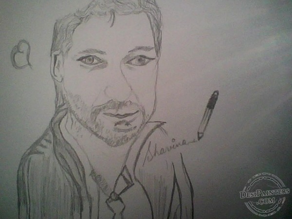 Pencil Sketch of Gerrard Butler - DesiPainters.com
