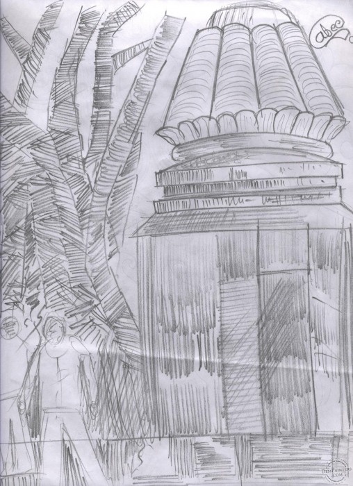 Under Construction Temple Sketch - DesiPainters.com