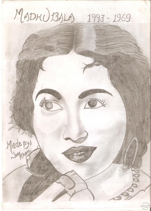 Madhubala Pencil Sketch - DesiPainters.com