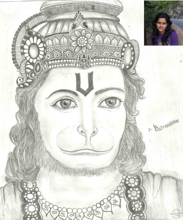 Pencil Sketch of Lord Hanuman - DesiPainters.com