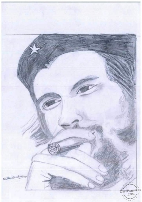 Pencil Sketch of Che Guevara - DesiPainters.com