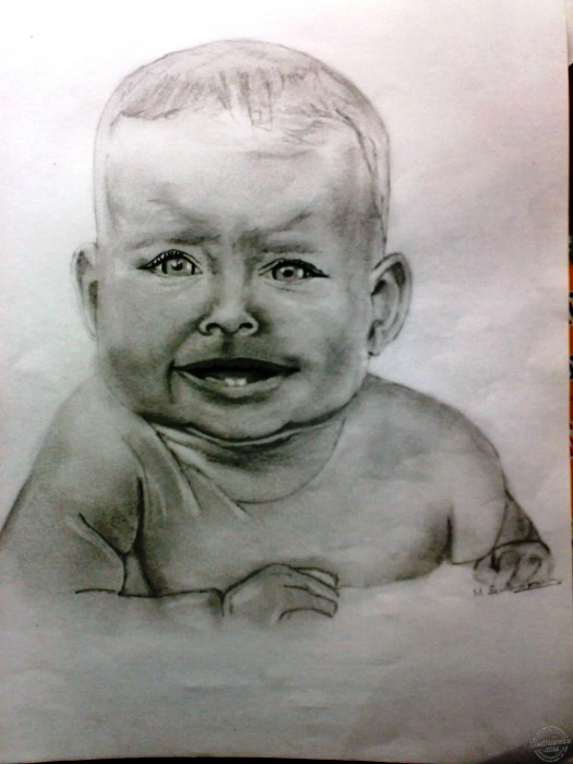 Baby Pencil Sketch - DesiPainters.com