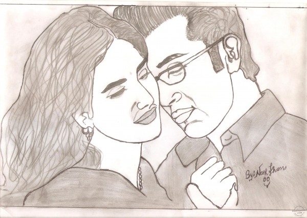 Sketch of Katrina and Ranbir In Rajneeti - DesiPainters.com
