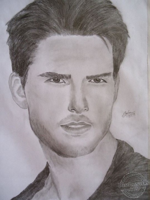 Pencil Sketch of Tom Cruise - DesiPainters.com