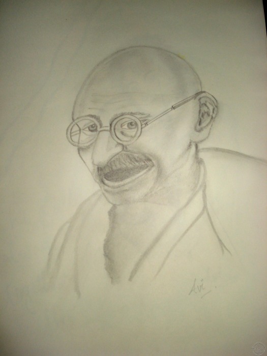 Gandhi Ji Pencil Sketch - DesiPainters.com