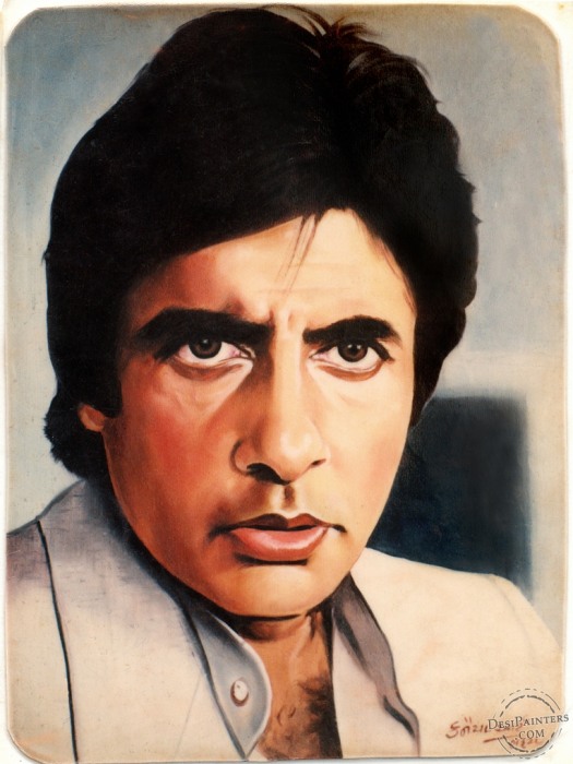 Oil Painting of Amitabh Bachchan - DesiPainters.com