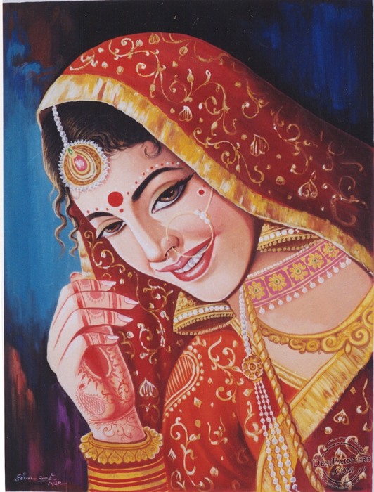 Water Color Painting of Lady - DesiPainters.com