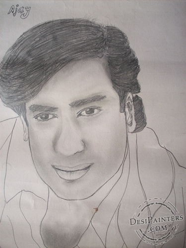 Pencil Sketch of Ajay Devgan - DesiPainters.com