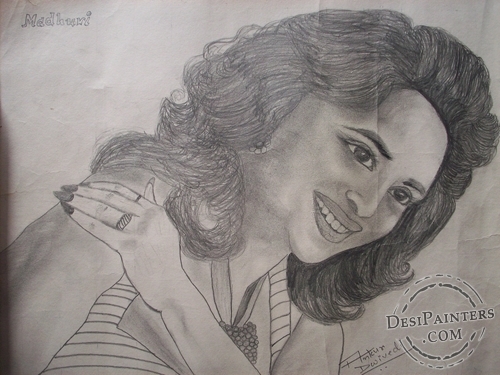 Pencil Sketch of Madhuri Dixit