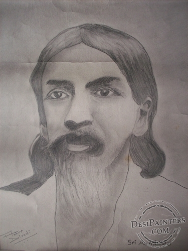 Pencil Sketch of Sri Aurobindo - DesiPainters.com
