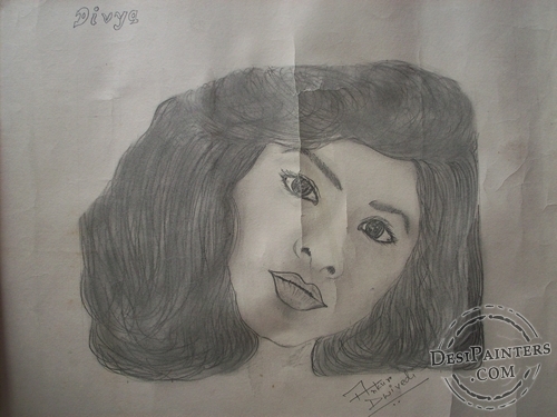 Pencil Sketch of Divya Bharti