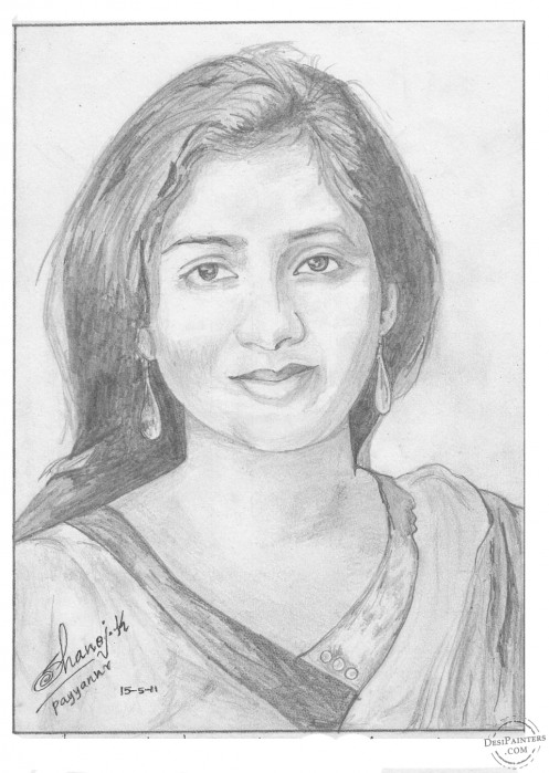 Pencil Sketch of Shreya Ghoshal - DesiPainters.com