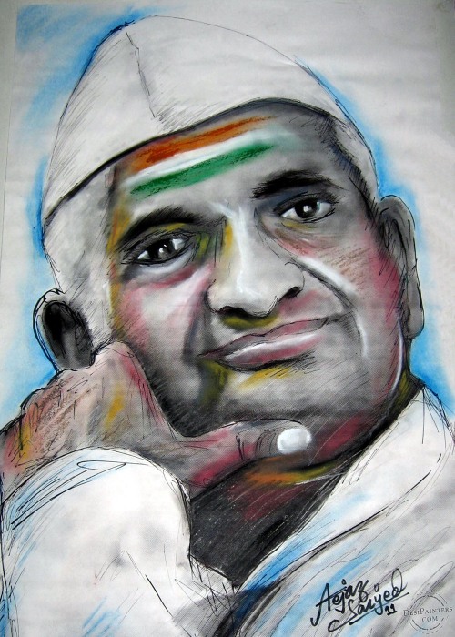 Anna Hazare Crusader Against Corruption - DesiPainters.com