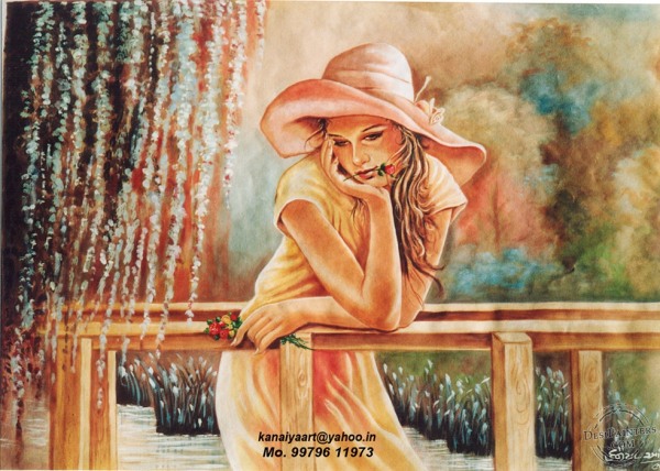 Water Color Drawing of Sweet Girl - DesiPainters.com