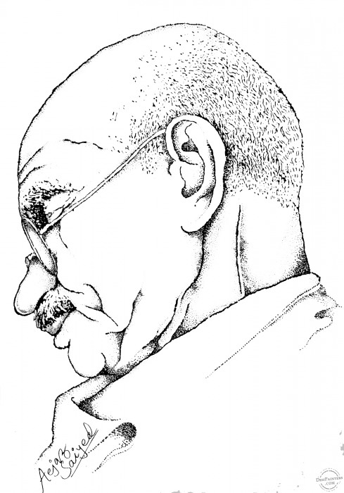 Ink Painting of Mahatma Gandhi - DesiPainters.com