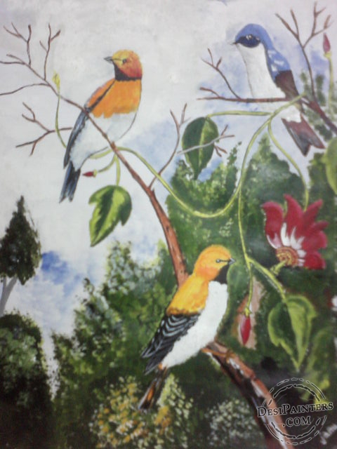 Acryl Painting of Birds - DesiPainters.com
