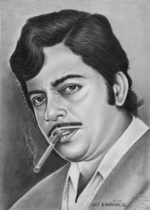 Charcoal Sketch of Shatrughan Sinha - DesiPainters.com