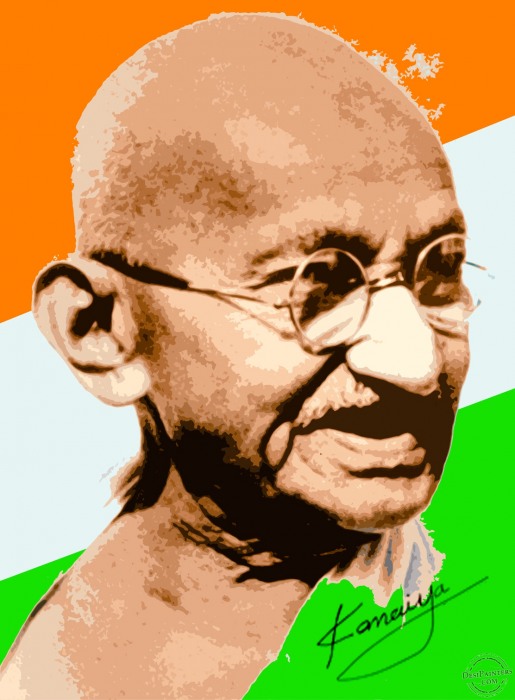 digital painting of gandhiji