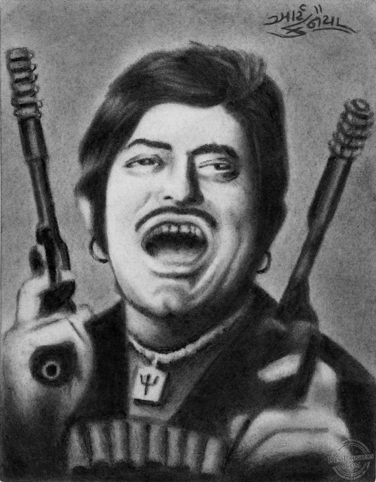 charcoal drawing of raj kumar (jaani) size 4.5 x 5.75 inches