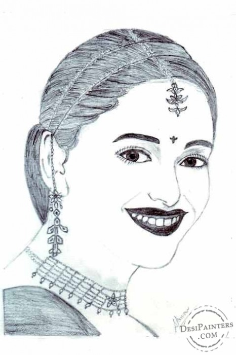 Pencil Sketch of Madhuri Dixit - DesiPainters.com