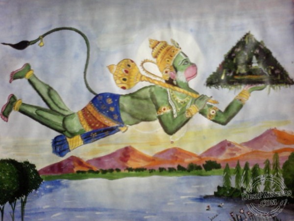 Acryl Painting of Hanuman Ji - DesiPainters.com