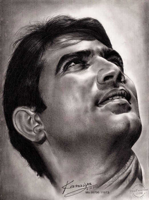 Charcoal sketch of rajesh khanna