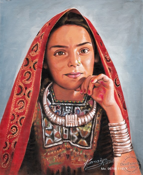 Acrylic painting of girl