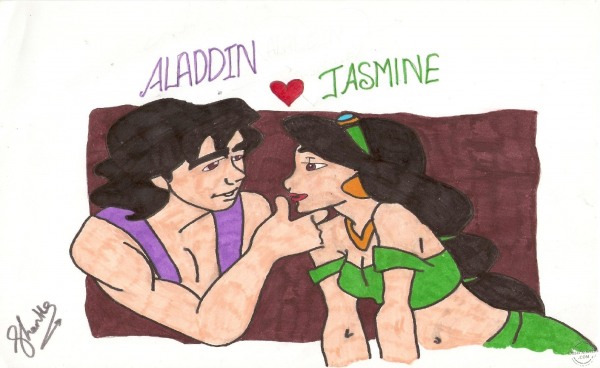 Aladdin and Jasmine - DesiPainters.com