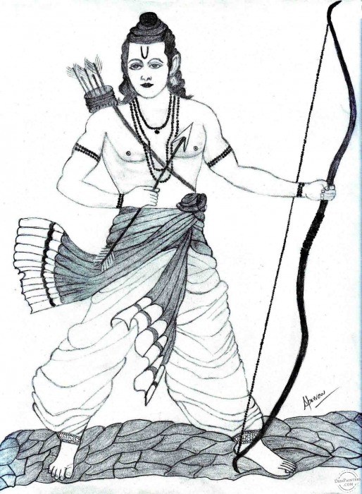 Lord Rama Pencil Sketch - DesiPainters.com