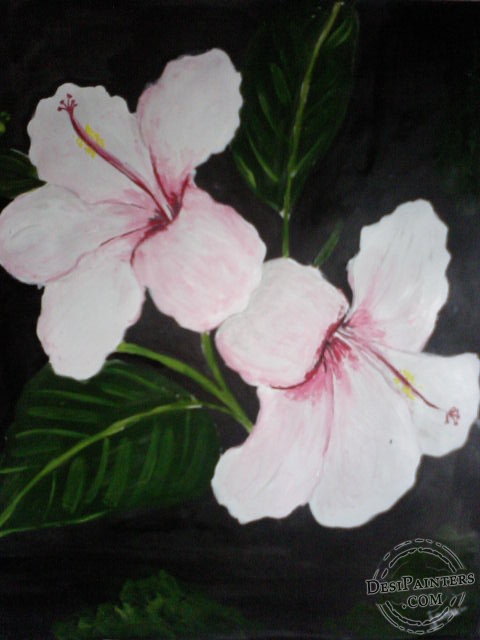 Acryl Painting of Hibiscus - DesiPainters.com