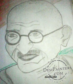 Gandhiji Pencil Sketch - DesiPainters.com