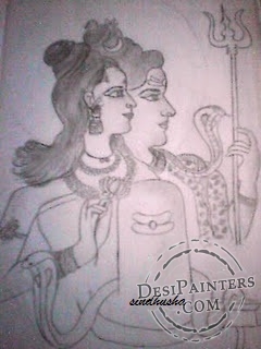 Lord Shiva and Parvathi - DesiPainters.com