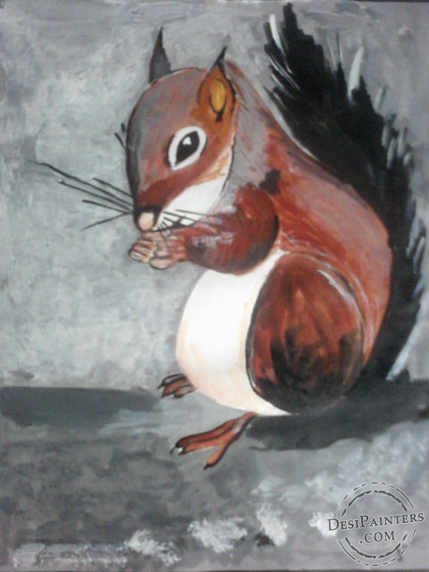 Acryl Painting of Squirrel - DesiPainters.com
