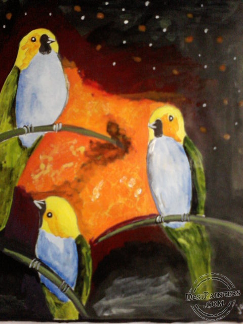 Acryl Painting of Bird - DesiPainters.com