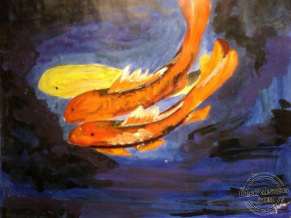Acryl Painting of Fish - DesiPainters.com
