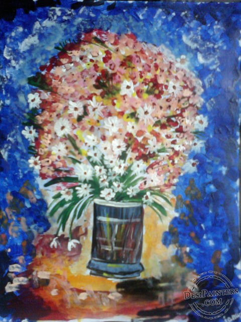 Flower Vase with Flowers - DesiPainters.com