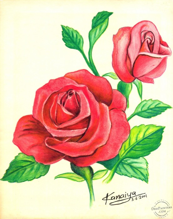 Water Color of Rose - DesiPainters.com