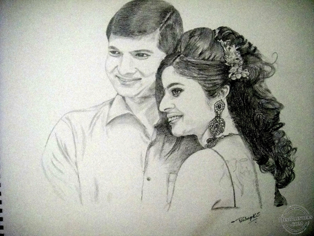 Amazing Art Drawings-pencil sketch of a romantic couple-A4 size | eBay