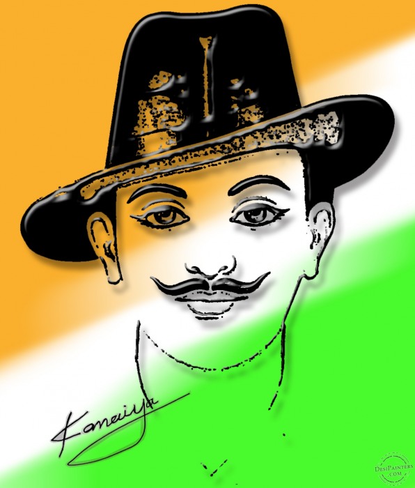 Digital painting of bhagat singh