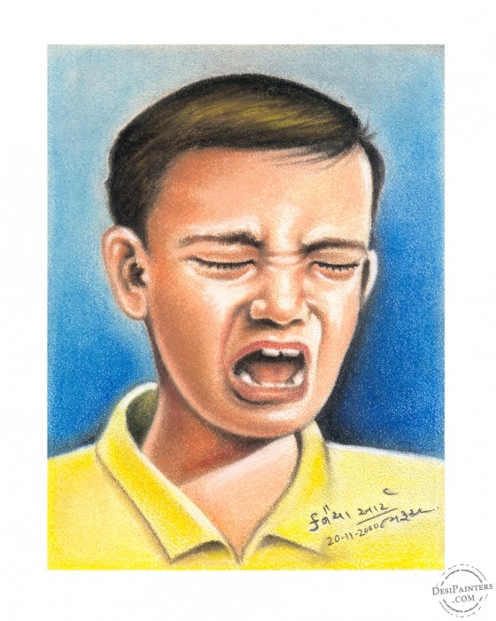 Soft Pastel Color of Cry Boy - DesiPainters.com