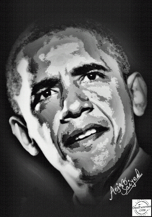 Digital Painting of Barack obama - DesiPainters.com