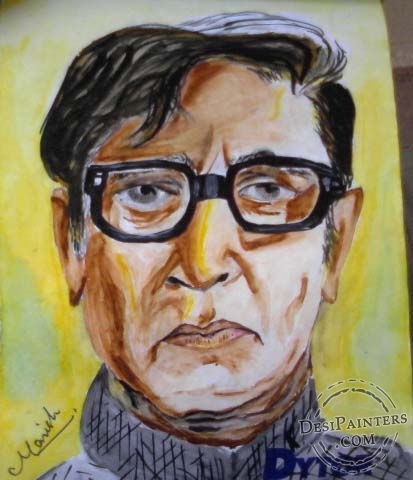 Balraj Sahni Watercolor Painting - DesiPainters.com