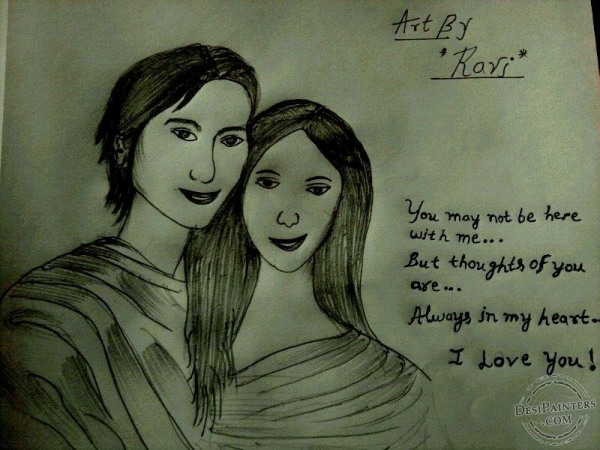 Cute Couple Sketch by Ravi Kumar - DesiPainters.com