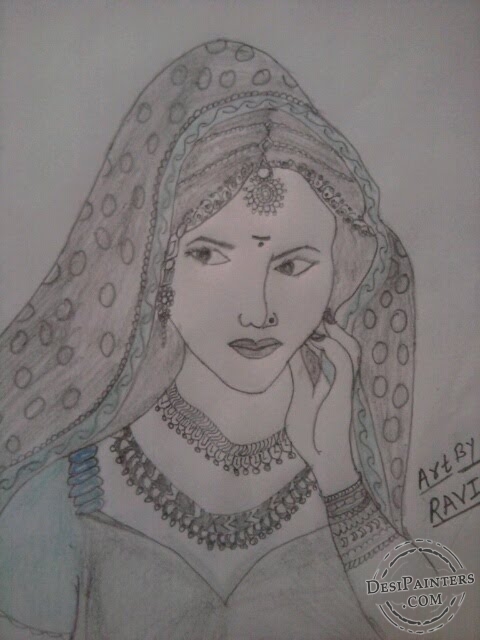 Pencil Sketch of A Bride