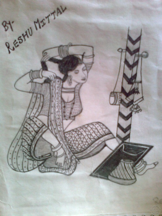 Handmade Sketch of a Girl by Reshu Mittal - DesiPainters.com