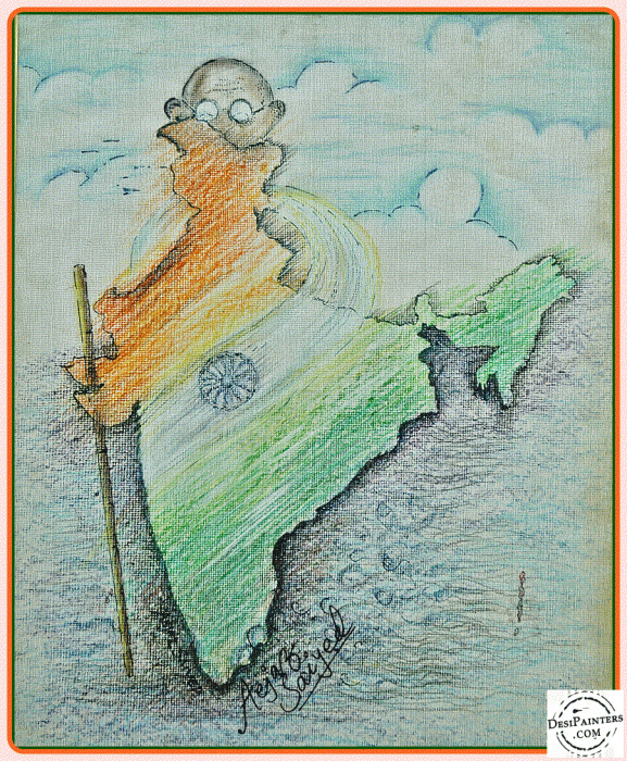 Mahatma Gandhi – Pastel Painting - DesiPainters.com