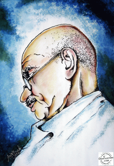 Watercolor Painting of Mahatma Gandhi