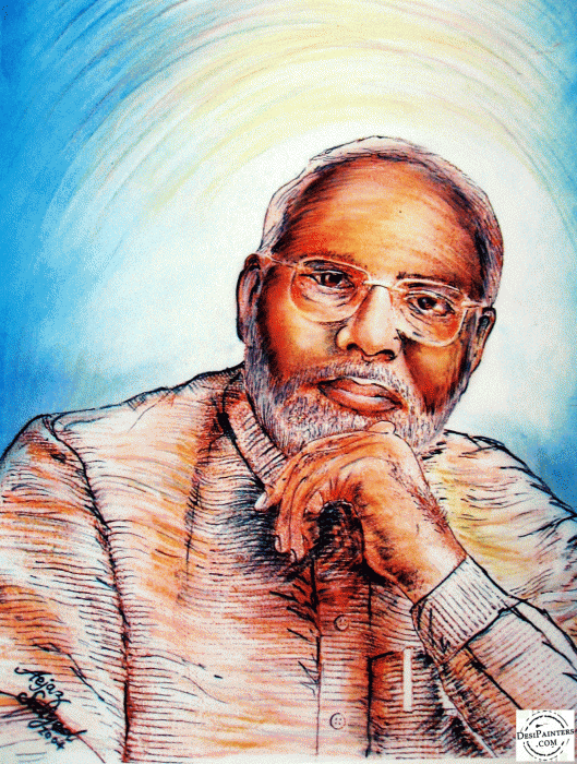 Mixed Painting - Narendra Modi