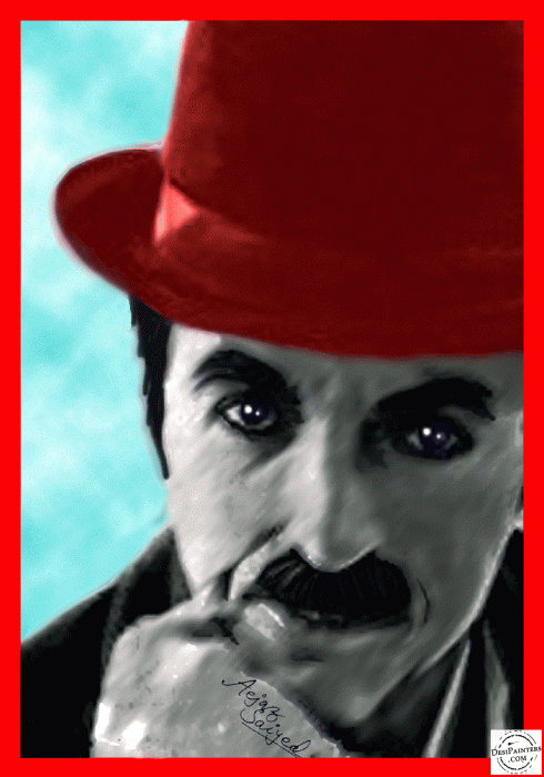 Charlie Chaplin Digital Painting - DesiPainters.com