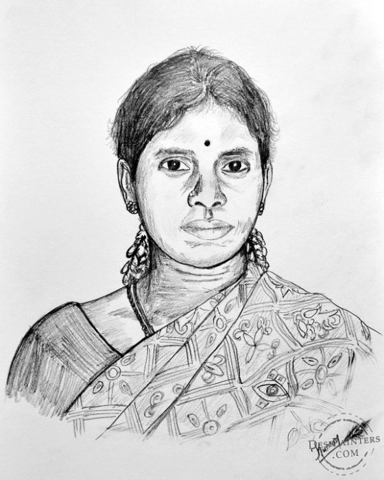 My Mother Pencil Sketch - DesiPainters.com